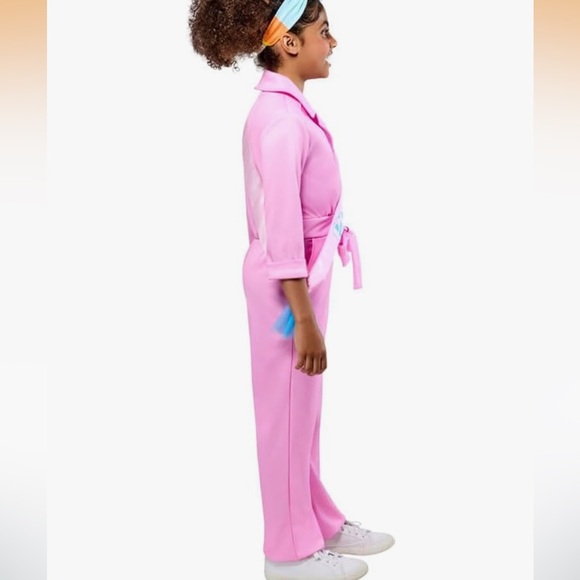 NWT Girls Barbie Movie President Barbie Costume Jumpsuit with Headband and Sash - Picture 6 of 10
